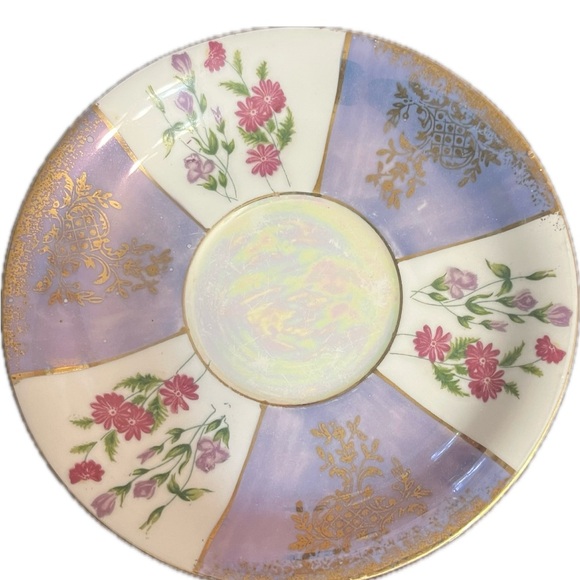 Beautiful China tea cup flowers blue gold legs - Picture 2 of 8